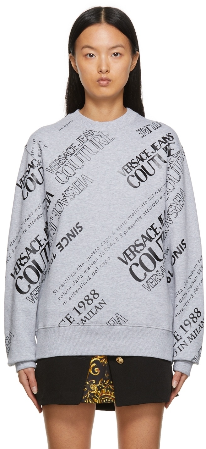 skål violin Rullesten Versace Jeans Couture Grey All Over Logo Sweatshirt Versace