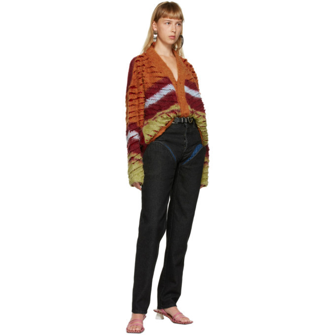 Y/Project Burgundy and Orange Mohair Striped Cardigan Y/Project