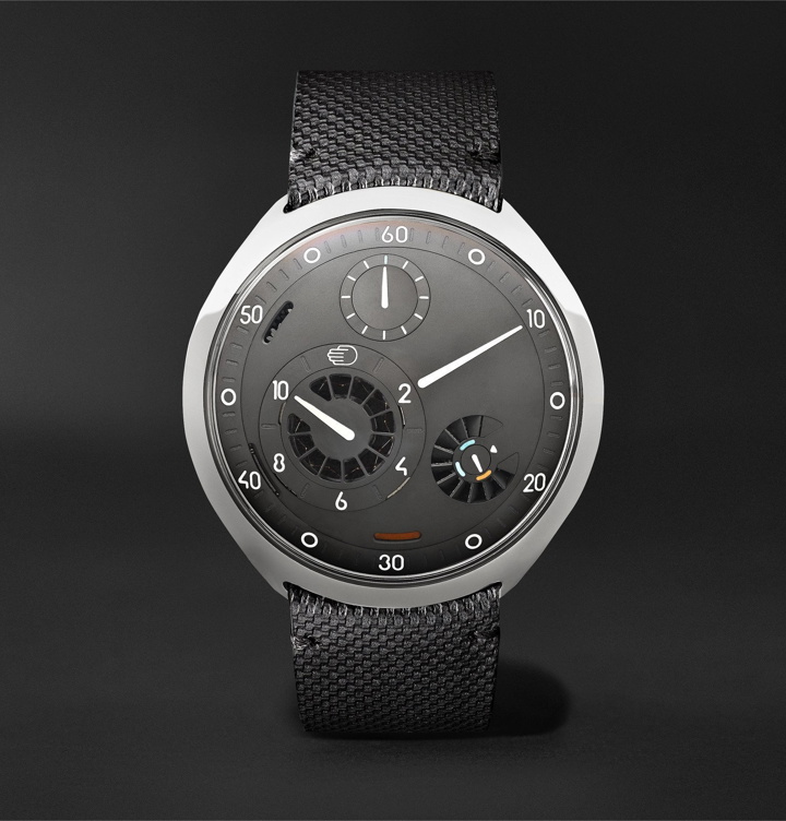 Photo: Ressence - Type 2G Mechanical 45mm Titanium and Leather Watch with Smart Crown Technology - Gray