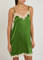 Love Stories Willow Lace-embellished Silk Chemise Sage
