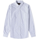 Beams Plus Men's Button Down Block Stripe Shirt in Blue