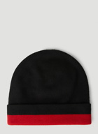 Logo Intarsia Beanie Hat in Black