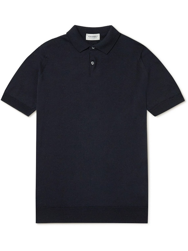 Photo: John Smedley - Payton Slim-Fit Merino Wool and Sea Island Cotton-Blend Polo Shirt - Blue