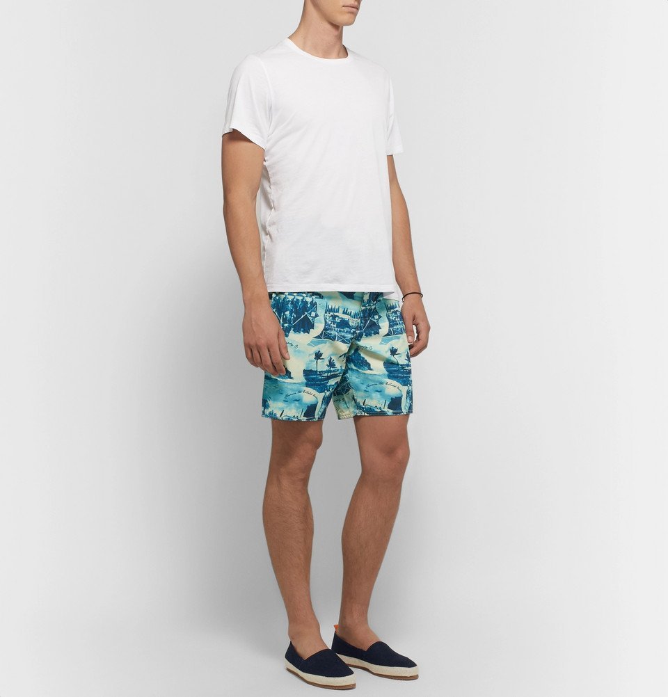 RRL - Long-Length Printed Swim Shorts - Blue RRL