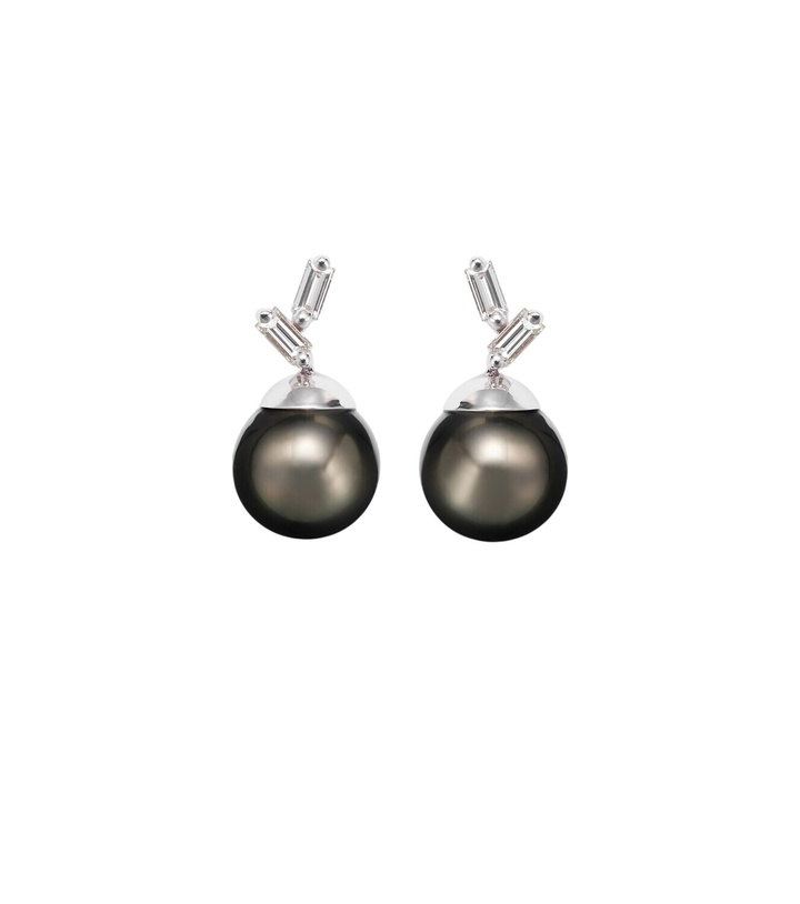 Photo: Suzanne Kalan 18kt white gold earrings with diamonds and pearls