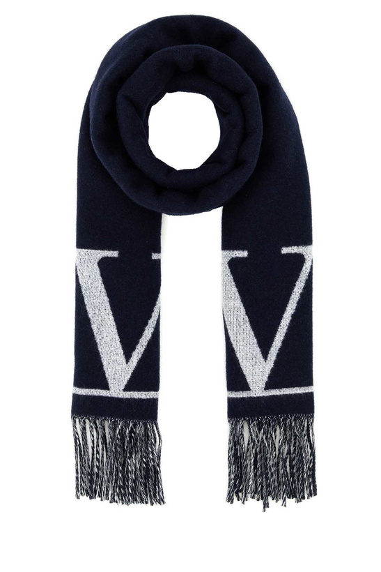 Photo: Valentino Garavani Midnight Blue Wool Blend Scarf