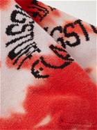 Flagstuff - Logo-Intarsia Tie-Dyed Ribbed Cotton-Blend Socks