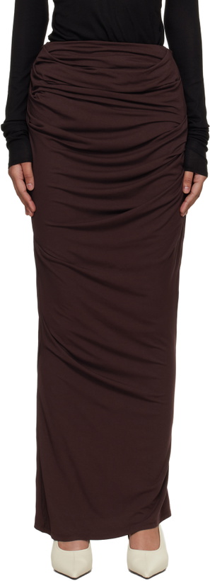 Photo: Entire Studios Brown Drape Maxi Skirt