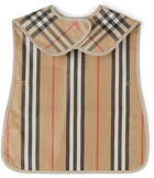Burberry Baby Beige Coated Vintage Check & Icon Stripe Bib