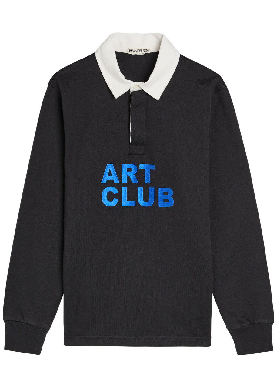 JW Anderson Art Club Rugby Cotton Polo Shirt Black