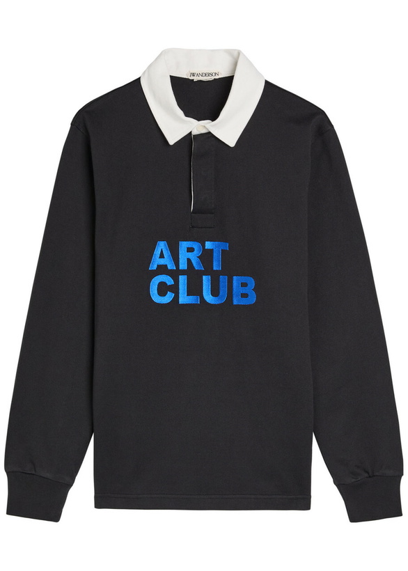 Photo: JW Anderson Art Club Rugby Cotton Polo Shirt Black