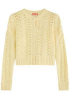 Kitri Matilda Pointelle-knit Cardigan Yellow
