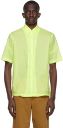 Dries Van Noten Green Crinkled Nylon Shirt