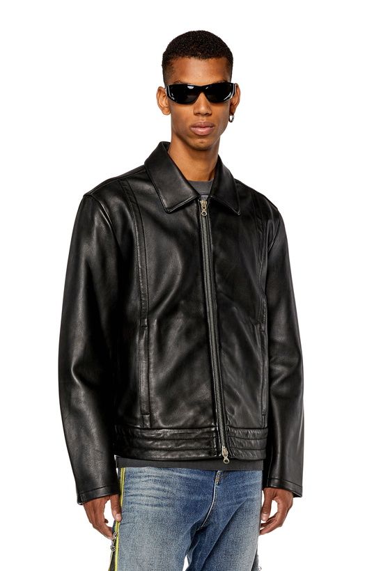 Photo: Diesel Shirt jacket in supple leather - Leather jackets Mens in Black