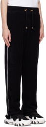 Balmain Black Velvet Monogram Kiss Jersey Sweatpants