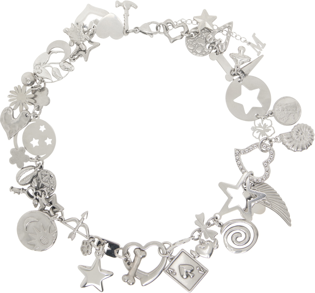 Marland Backus Silver Chrome Charm Necklace
