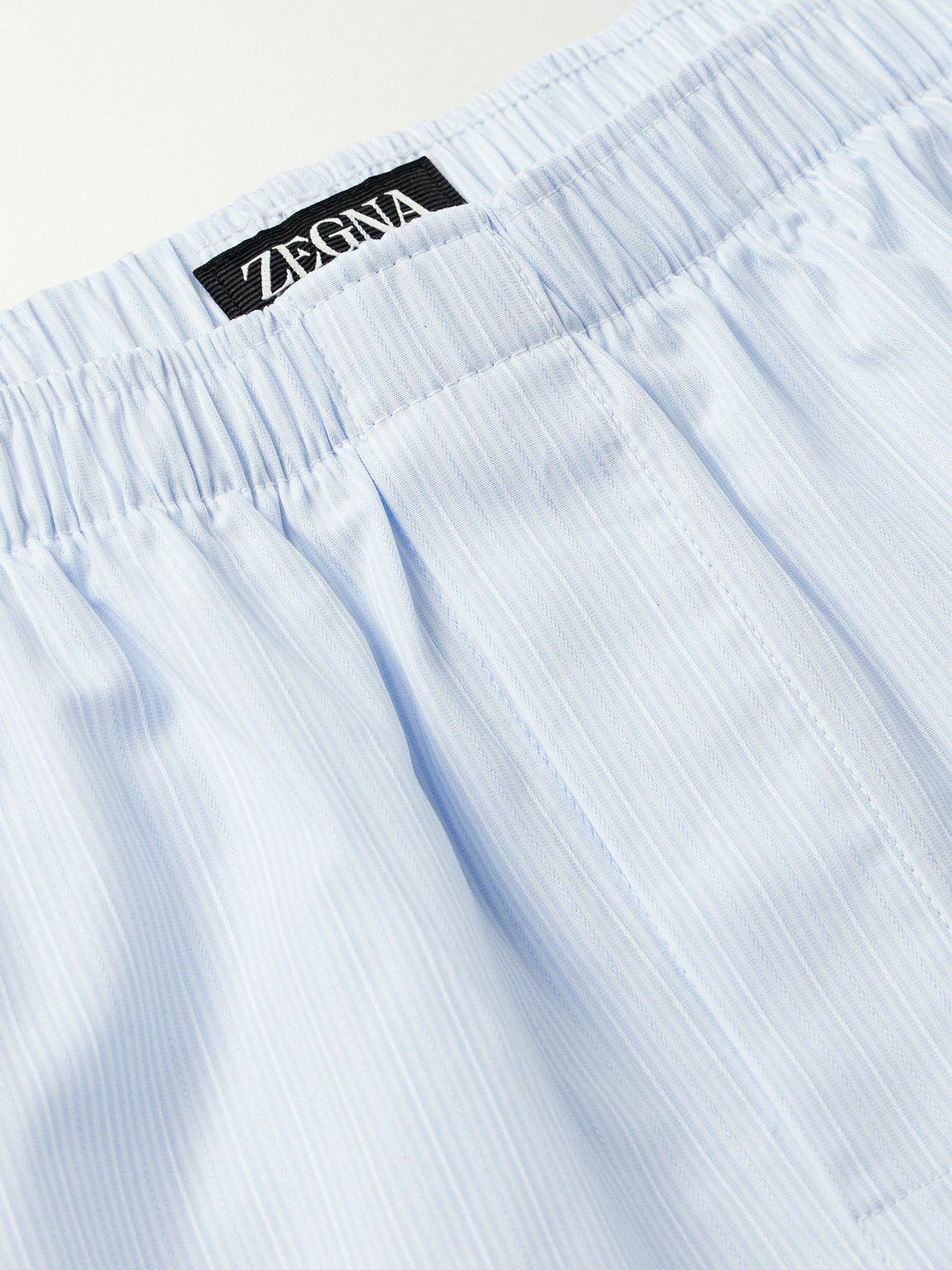 Zegna - Pinstriped Cotton-Poplin Boxer Shorts - Blue Zegna