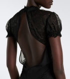 The Attico Semi-sheer asymmetric lace midi dress