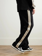 Palm Angels - Straight-Leg Striped Crochet-Trimmed Cotton-Piqué Track Pants - Black