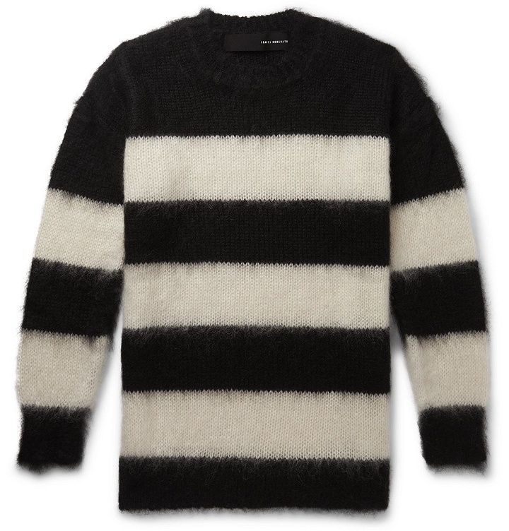 Photo: Isabel Benenato - Striped Mohair-Blend Sweater - Black