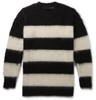 Isabel Benenato - Striped Mohair-Blend Sweater - Black