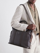 Serapian - Suede-Trimmed Full-Grain Leather Briefcase