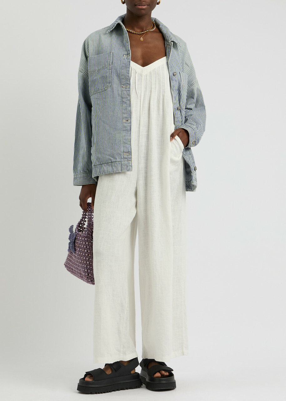 Free People Madison City Striped Denim Jacket