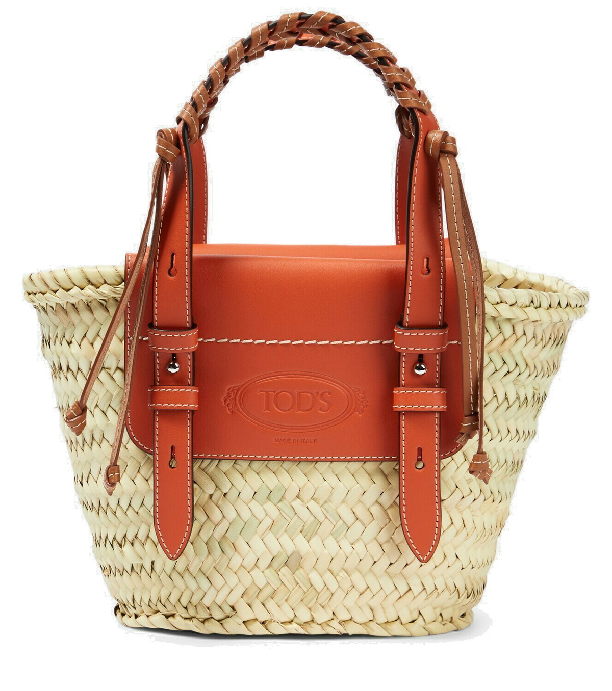 トートバッグ TOD'S Two-Tone Leather And Raffia Small Shopping Bag Woman MULTICOLOUR Tod's Double Up Shopping Bag in Leather
