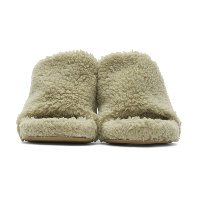 YEEZY Taupe Faux-Shearling Mules