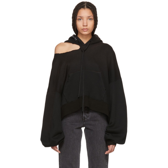 Photo: Unravel SSENSE Exclusive Black Cut Chopped Hoodie