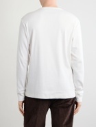 Burberry - Logo-Embroidered Ribbed Cotton-Blend Jersey T-Shirt - White