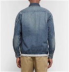 Sacai - Dr. Woo Embroidered Shell and Grosgrain-Trimmed Denim Shirt - Blue