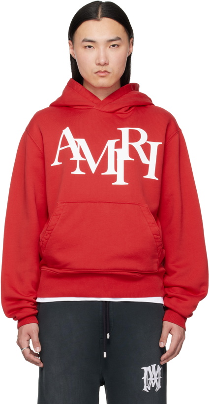 Photo: AMIRI Red 'AMIRI Staggered' Hoodie