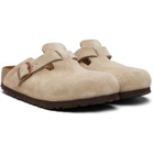 Birkenstock Taupe Regular Boston Soft Footbed Suede Leather Loafers