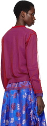 Comme des Garçons Purple & Red Worsted Wool x Nylon Tulle Cardigan
