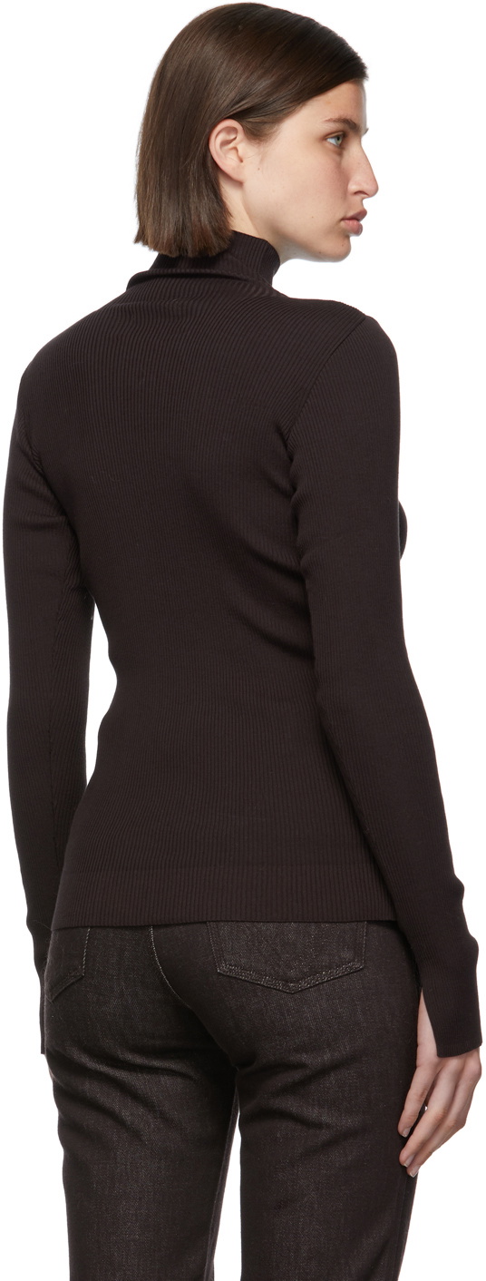 AURALEE Brown Giza Rib Knit Turtleneck Auralee