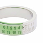MM6 Maison Margiela Men's Number Logo Ring in Polished Silver/Green