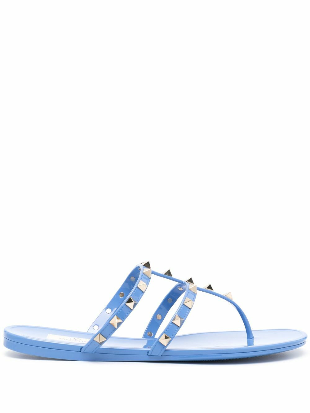 サンダル・ミュール VALENTINO GARAVANI   Sandals Women Patent Leather Blue/Sky Valentino Garavani Rockstud Flat Slide Sandals | Saks Fifth