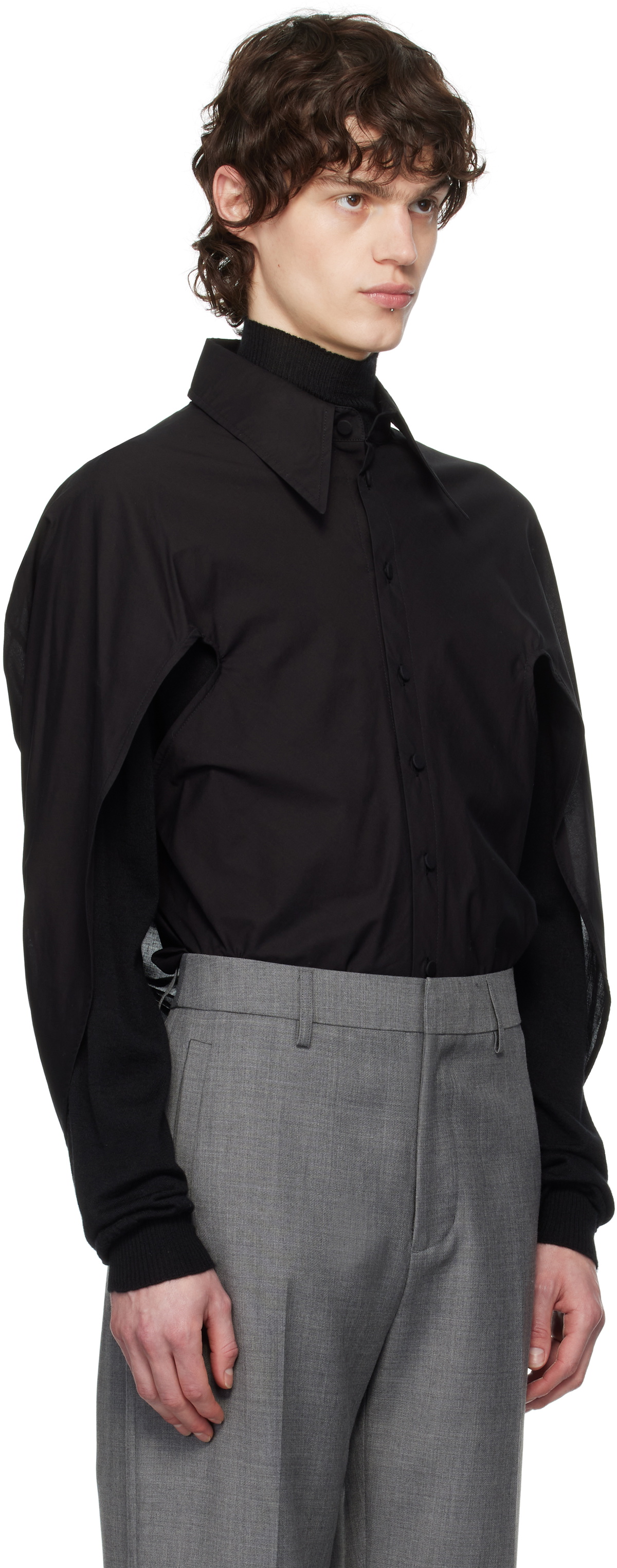 AARON ESH Black Open Arm Shirt
