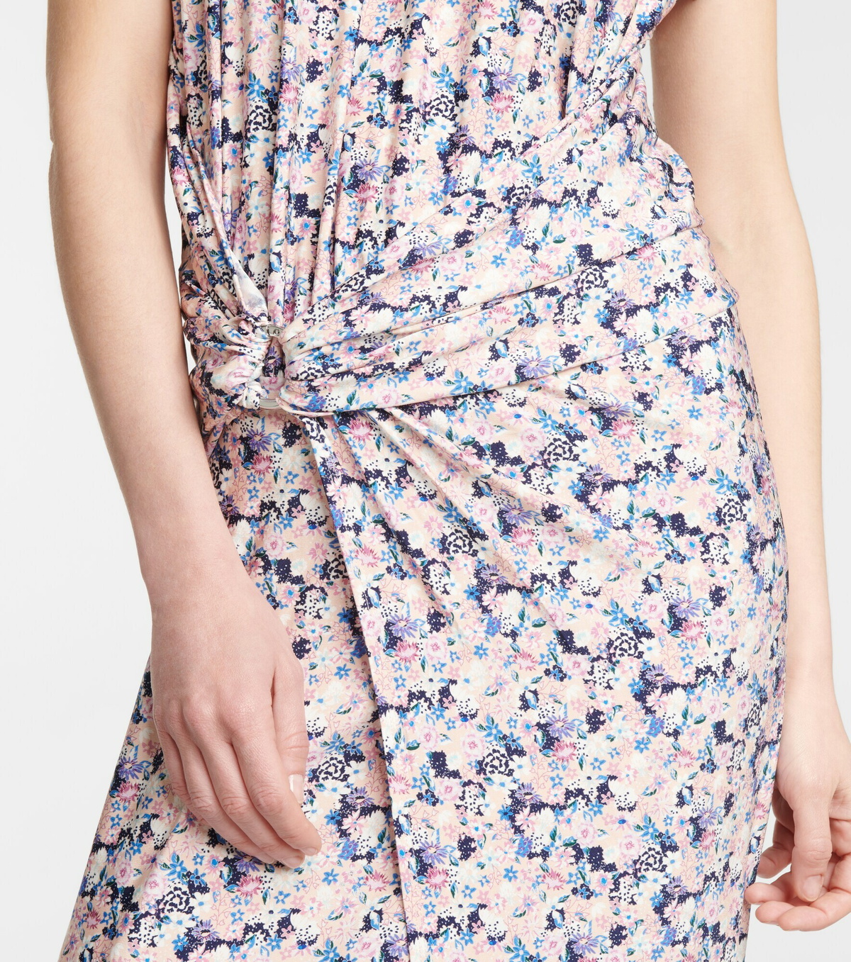 knee length dresses for ladies Taupe Floral One Shoulder Pleated Asymmetrical Maxi Dress – PinkBlush main image 0