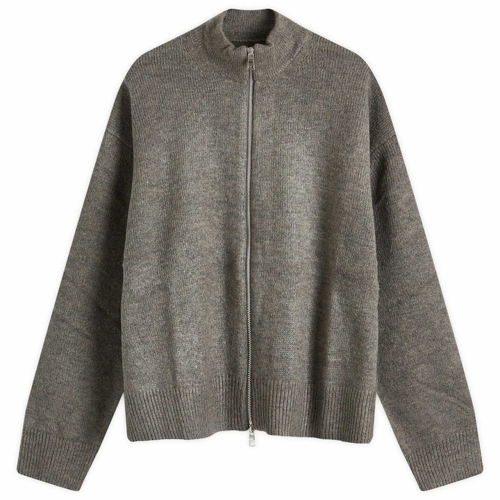 Photo: MKI Men's Mohair Blend Knit Track Jacket in Brown Marl