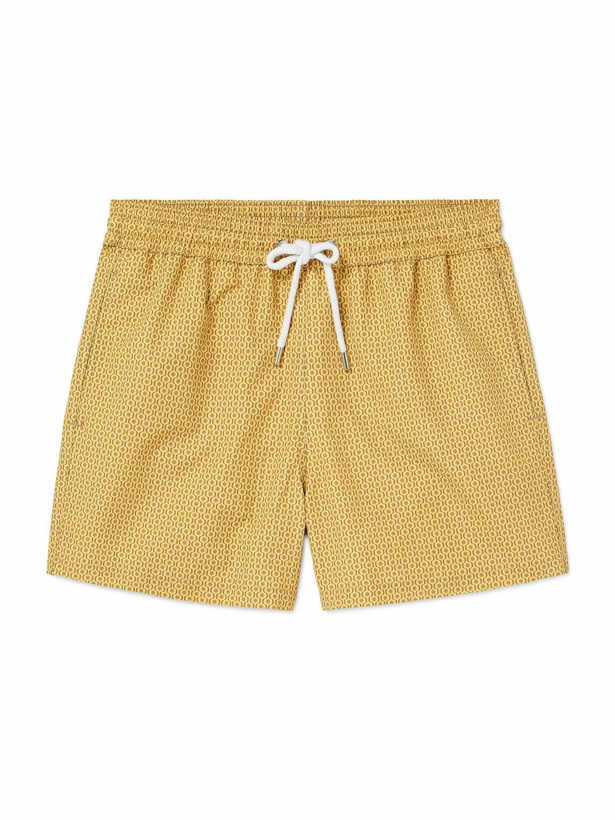 Photo: Frescobol Carioca - Ipanmena Straight-Leg Mid-Length Printed Recycled-Shell Swim Shorts - Yellow
