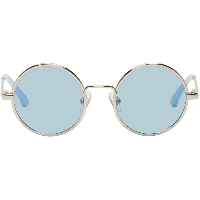 Photo: Dries Van Noten Silver and Blue Linda Farrow Edition 155 C5 Sunglasses