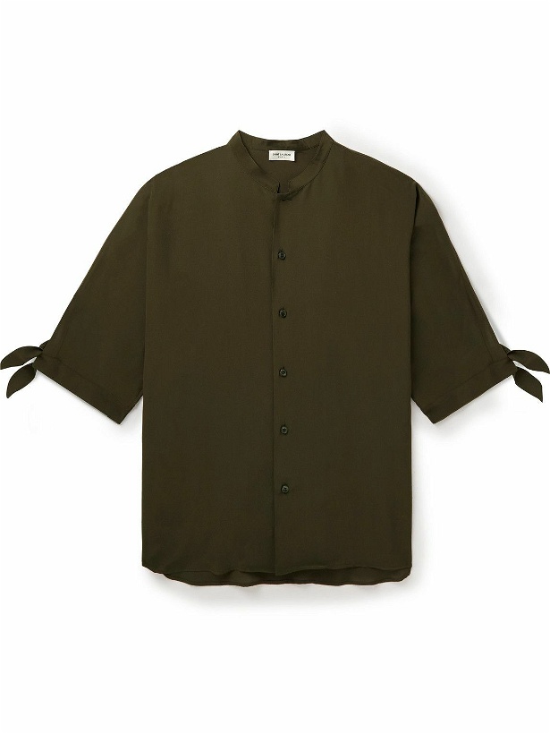 Photo: SAINT LAURENT - Grandad-Collar Silk Shirt - Green