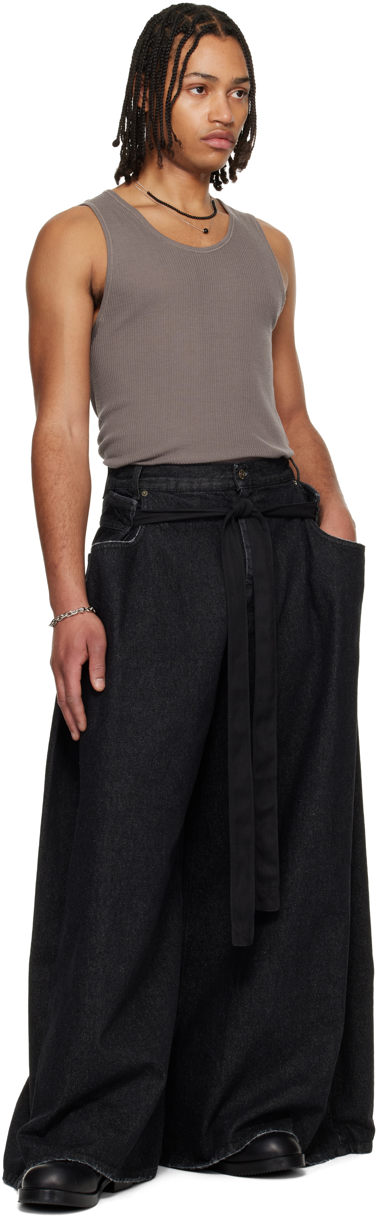 LU'U DAN Black Tie Maxi Jeans