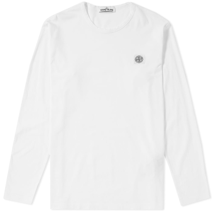 Photo: Stone Island Long Sleeve Garment Dyed Fissato Effect Slim Tee White