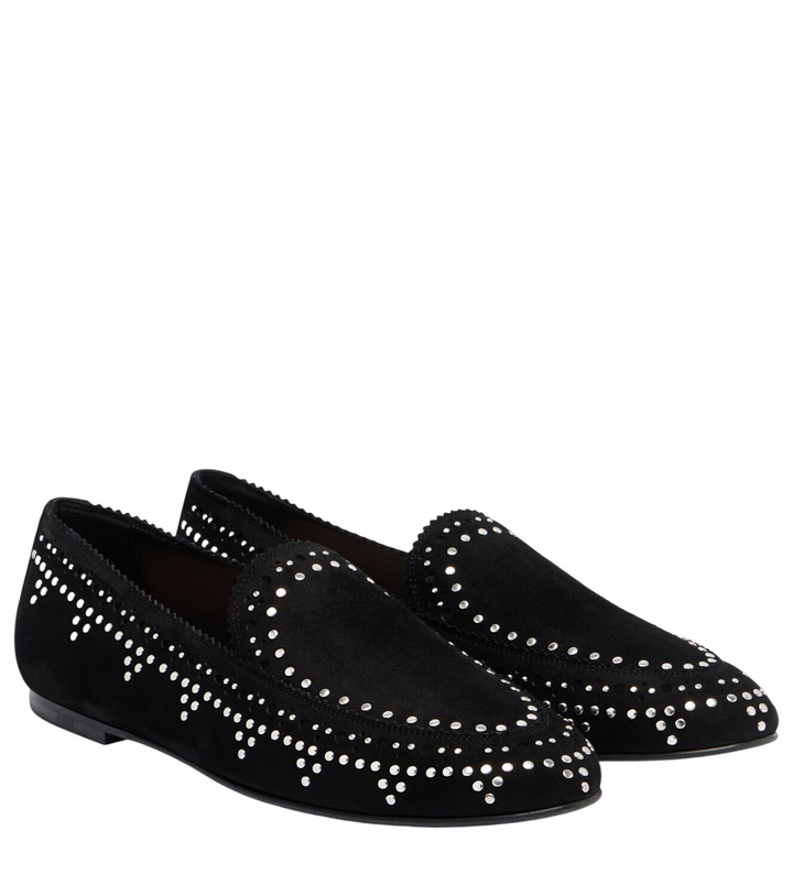Photo: Aquazzura Skye embellished suede loafers