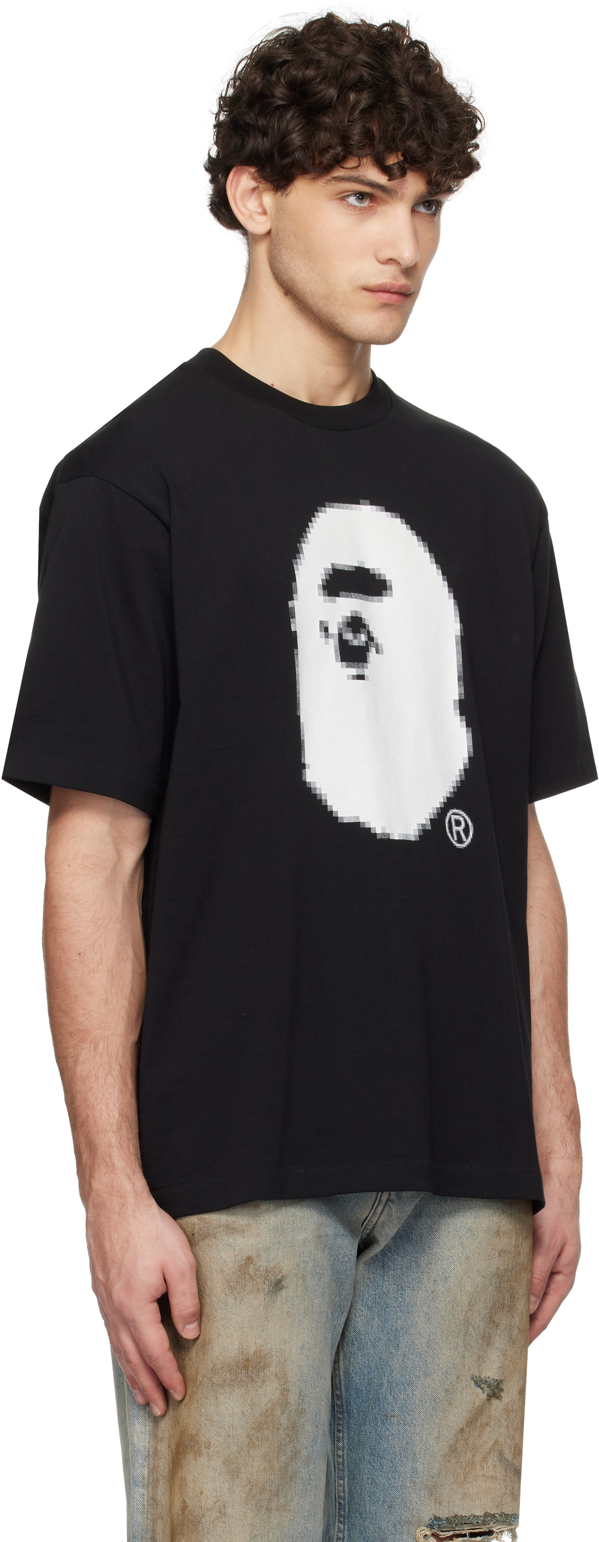 BAPE Black Pixel Ape Head T-shirt A Bathing Ape