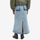 3.Paradis Women's Long Denim Skirt in Washed Blue