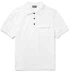 Berluti - Leather-Trimmed Cotton-Piqué Polo Shirt - Men - White